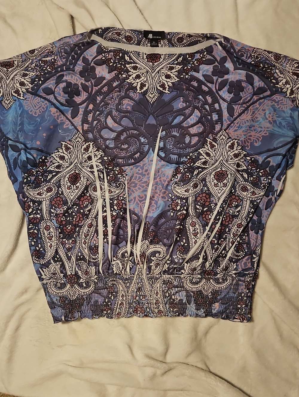 AB Studio Blue and Purple Paisley Crop Top